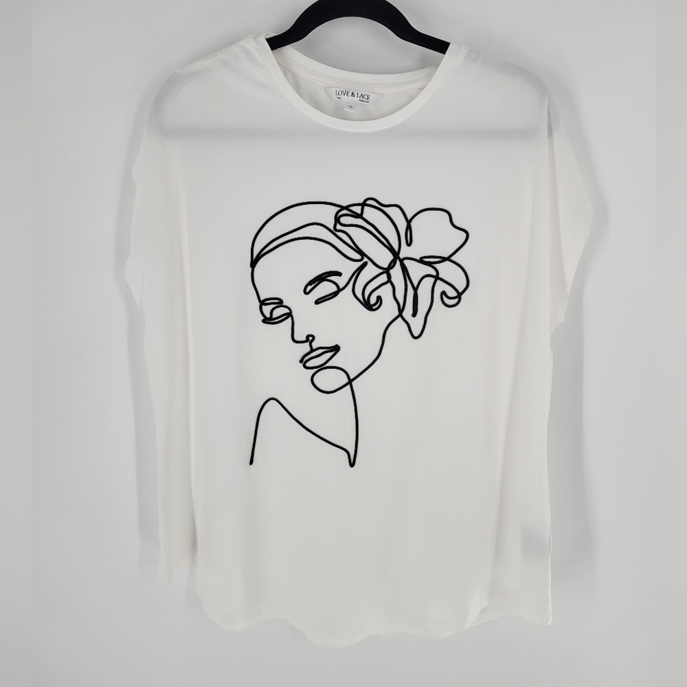 Love & Lace Woman Graphic T-Shirt Short Sleeve Crew Neck Top XL